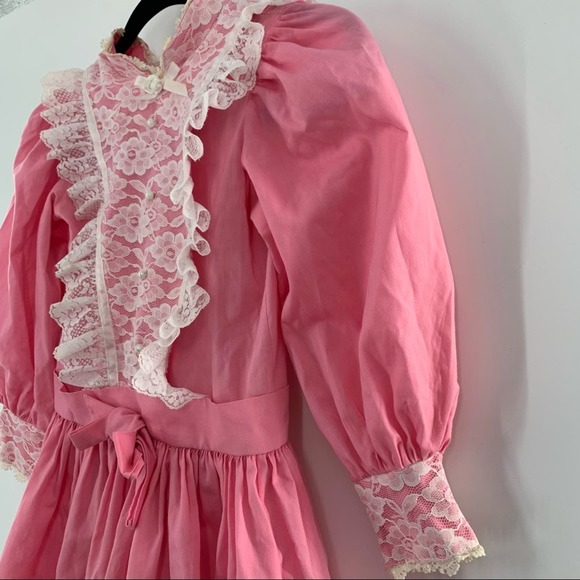 Vintage Mini World Girls Dress Size 6 Pink Ruffle Long Sleeves Party Full Circle - Picture 15 of 15